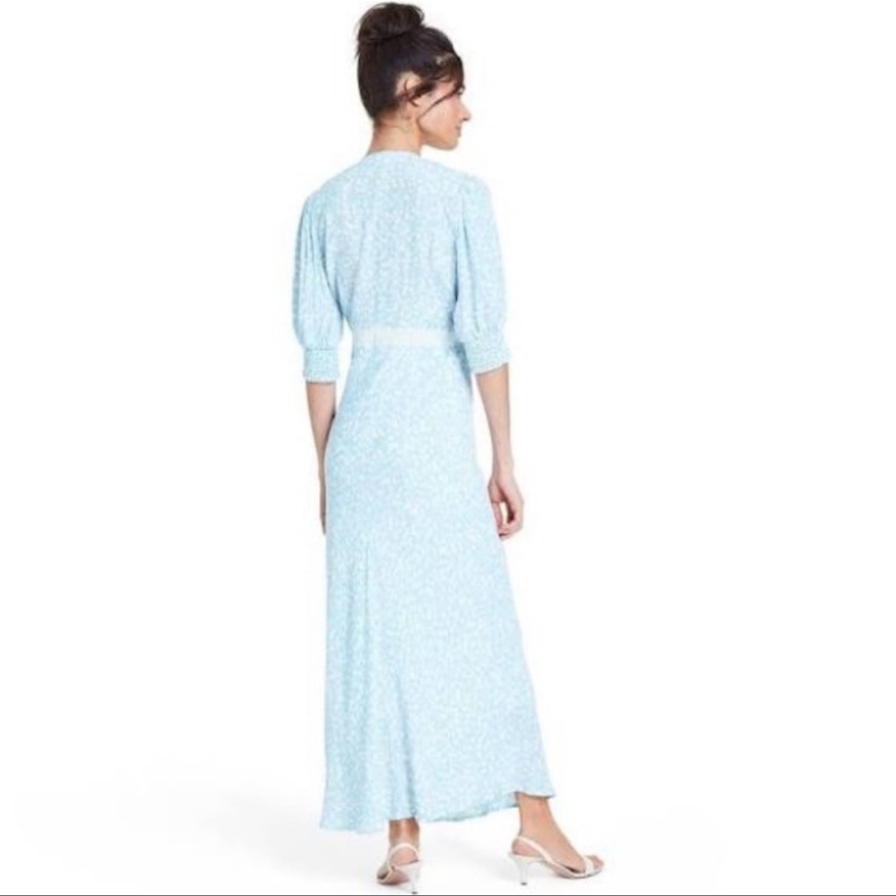RIXO Blue and White Floral Puffed Sleeve Dress - Picture 6 of 12